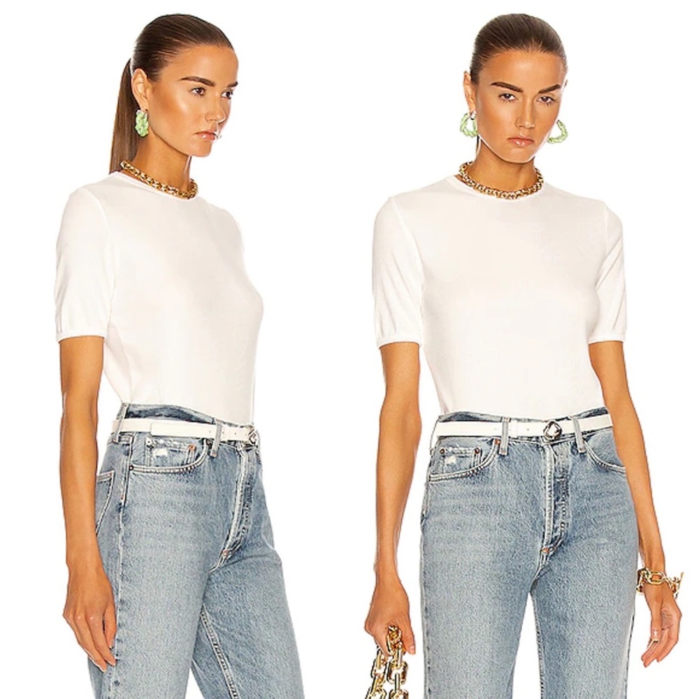 AGOLDE Relaxed Rib Tee In White Crop Crew Neck Basic Minimalist A7084-1096 XS - Picture 2 of 11